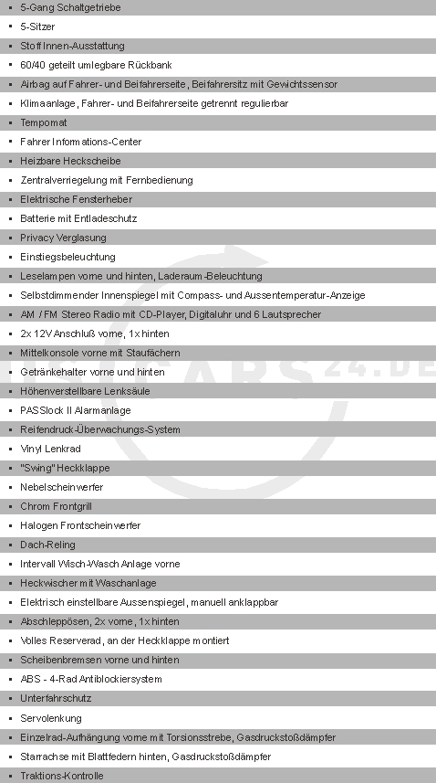 Hummer H3 Serien-Ausstattung
