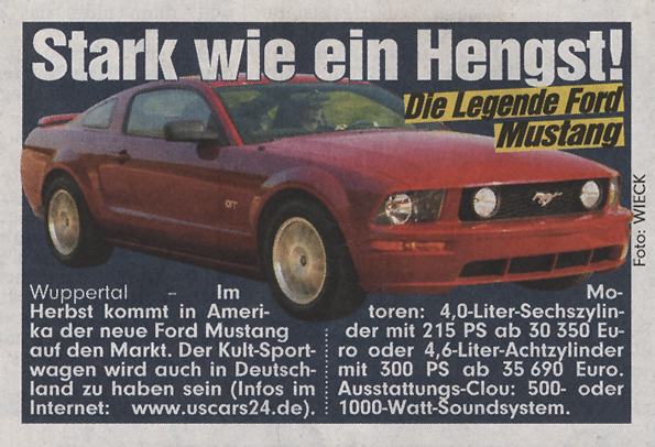 Bild Zeitung 2005 Ford Mustang GT